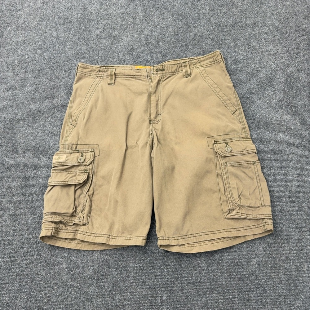 Lee Dungarees Cargo Shorts Mens 36 Tan Cotton Multi Pocket Casual Utility Gorp